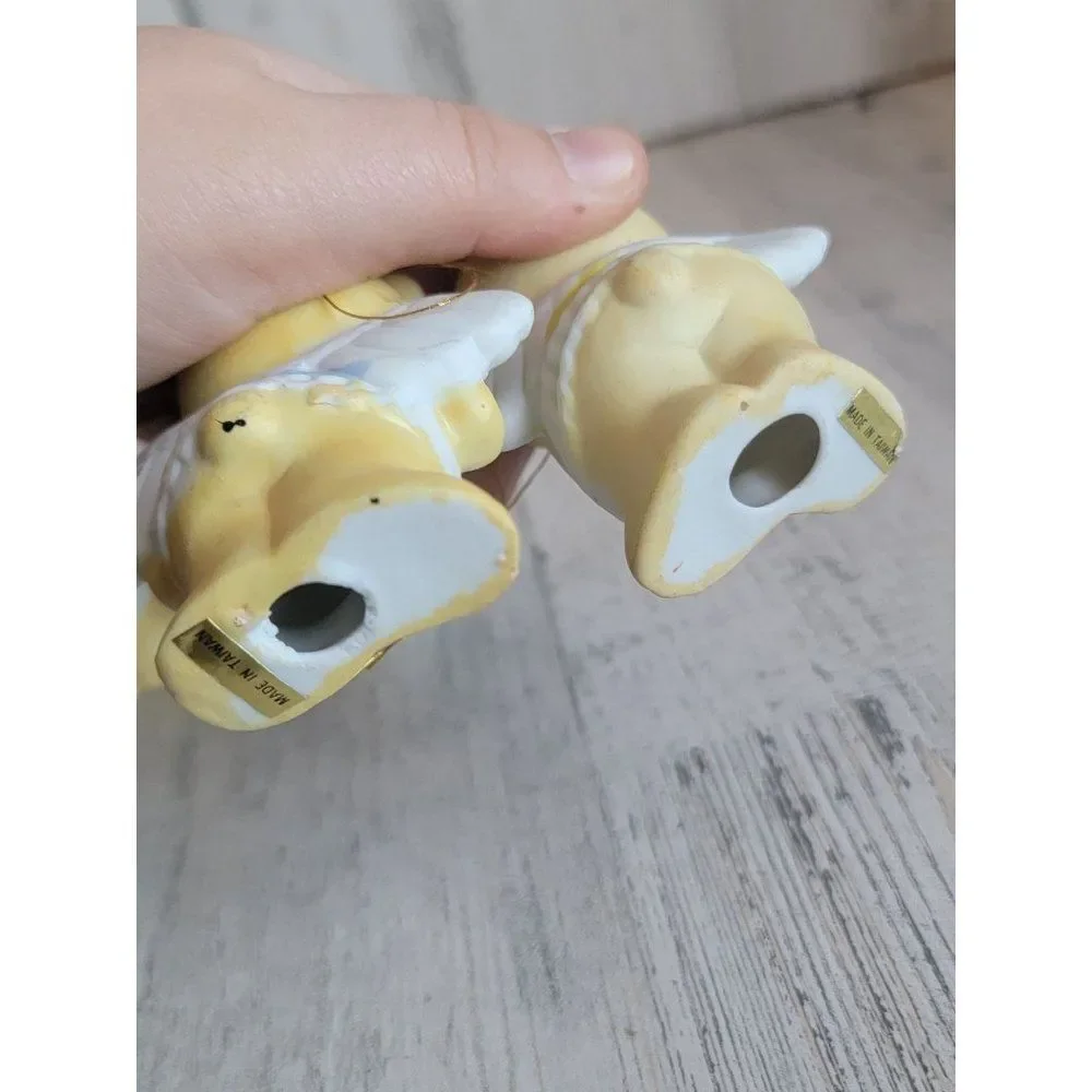 Vintage ceramic Golden Bear Angel star set ornament Xmas‎